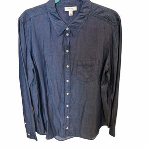 ON 34th Women's Blue Chambray Button-Down Blouse